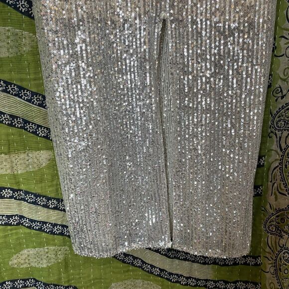 NWT Zara Trafaluc Silver Sequin Midi Dress Size Medium - Picture 7 of 16